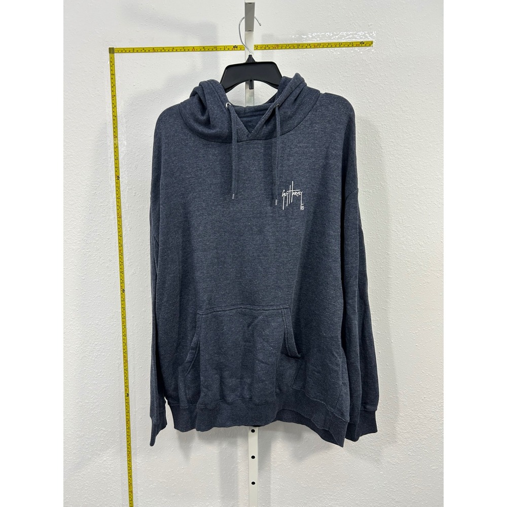 Guy Harvey Mens XL Hoodie Charcoal Grey Fishing Graphic Marlin Mahi Pullover